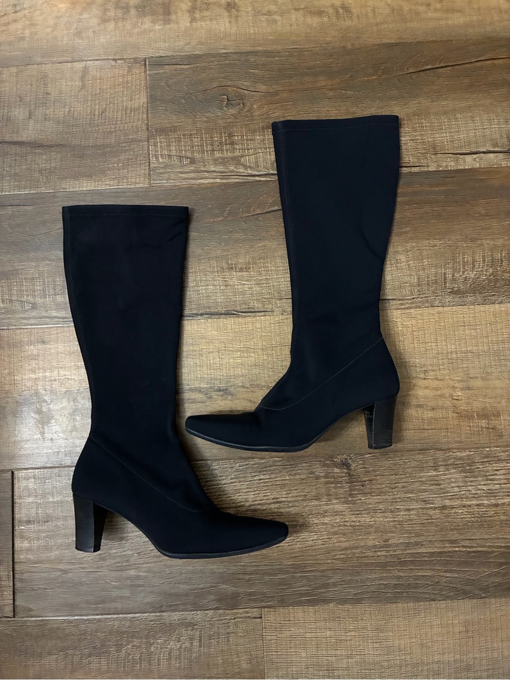 La CANADIENNE Black Stretch Block-Heel Boots